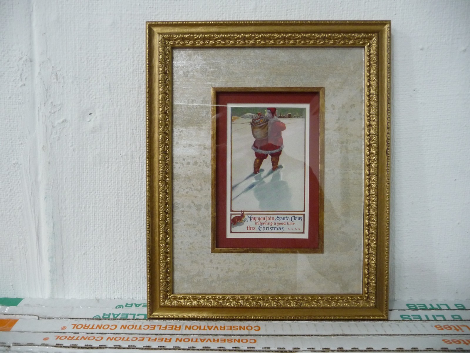 Vintage Christmas post card 1918 Beautifully framed.9\
