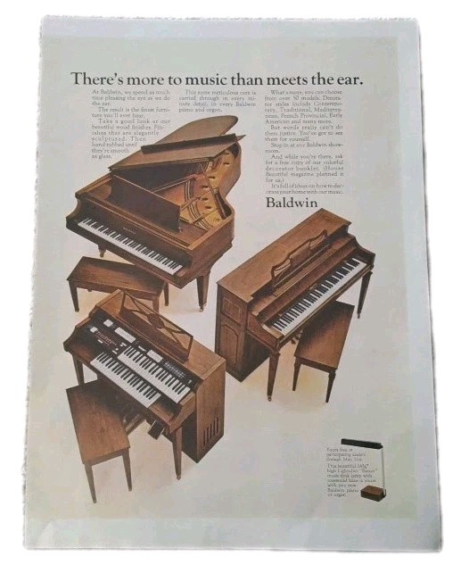 Baldwin Pianos and Organs More to Music 10x13 Vintage 1968 Print Ad