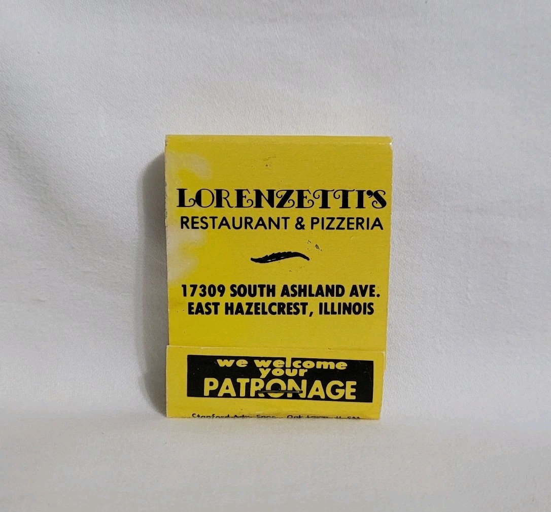 Vintage Lorenzetti\'s Pizza Restaurant Matchbook East Hazelcrest Advertising Full