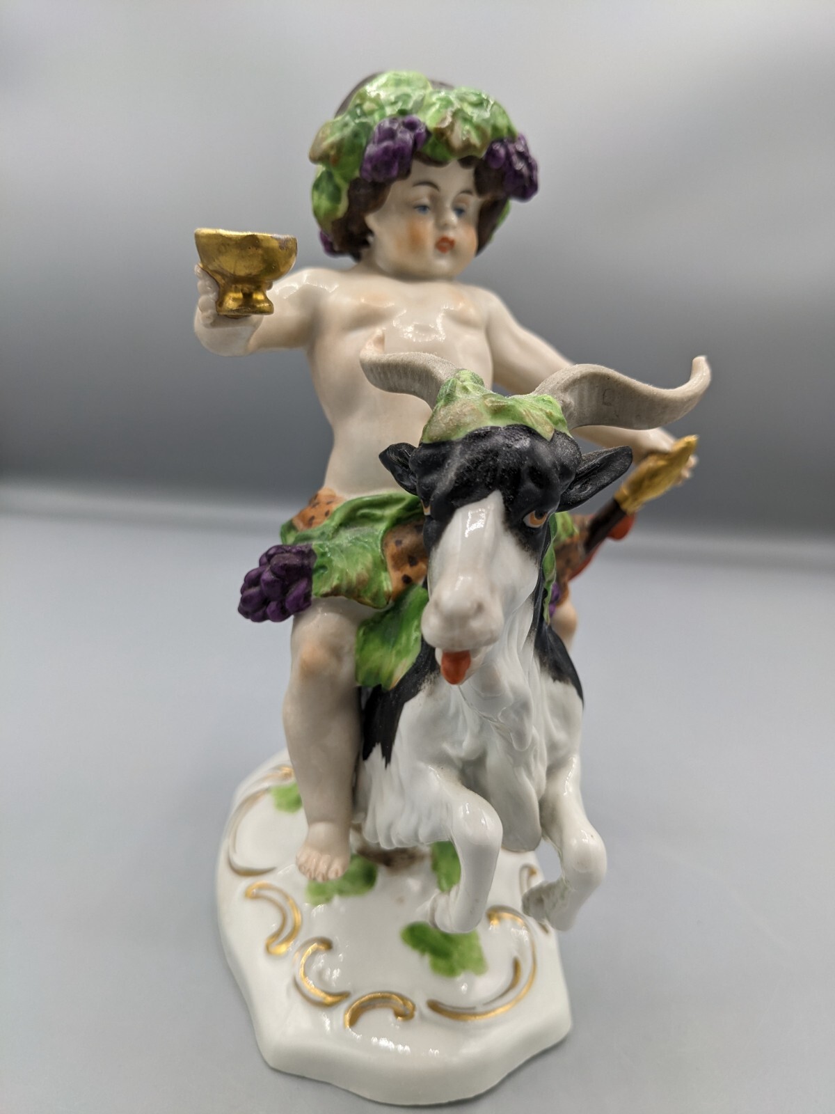 Antique German Scheibe Alsbach Porcelain Figurine Little Bacchus 7.5