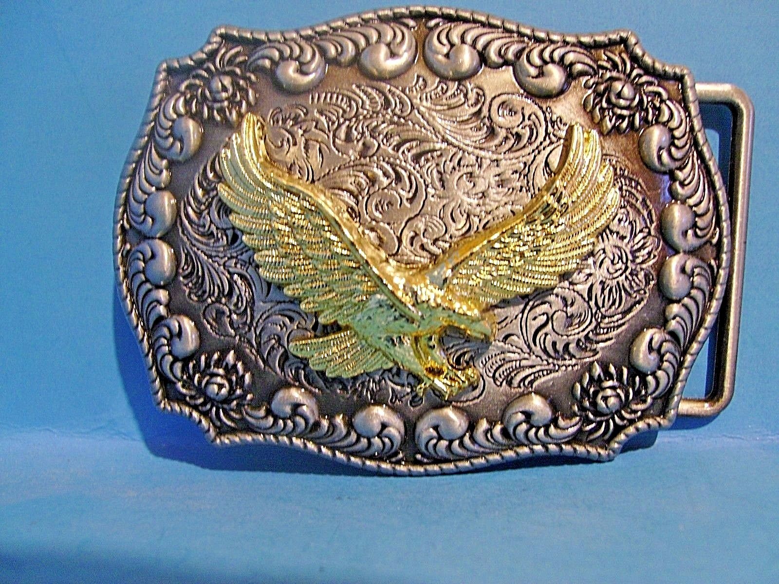 Beautiful Gold Eagle Belt Buckle gold and pewter Finish  USA