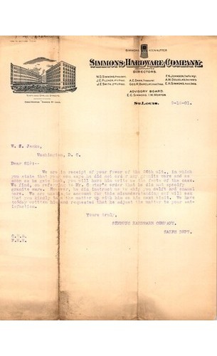 Simmons Hardware KEEN KUTTER Letterhead 1901 St Louis MO Order Issue Paper Simmons Hardware KEEN KUTTER Letterhead 1901 St Louis MO Order Issue Paper