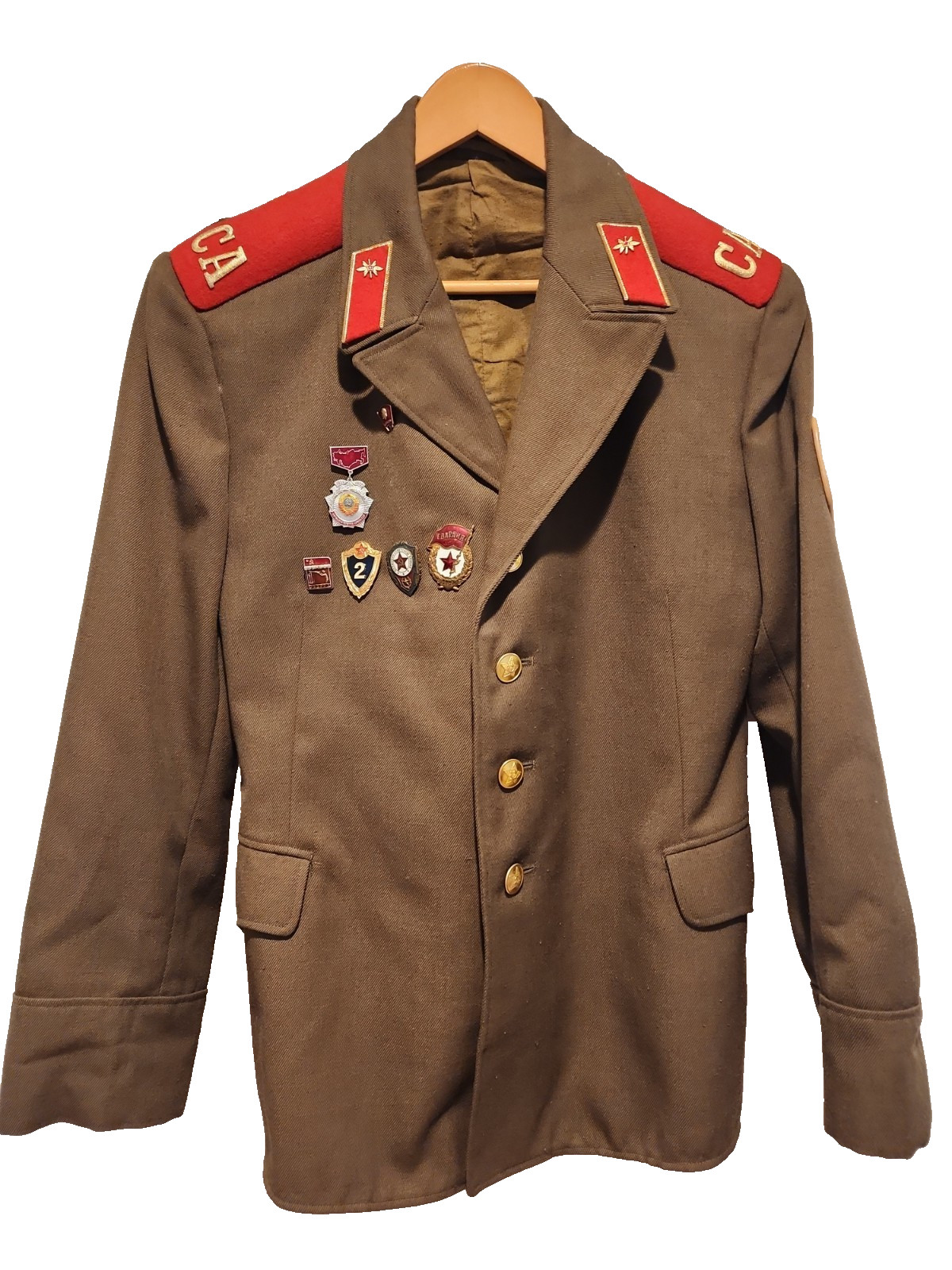 1972 SOVIET ARMY Military Jacket Olive wool uniform USSR patch pins Coat 52 3 ca
