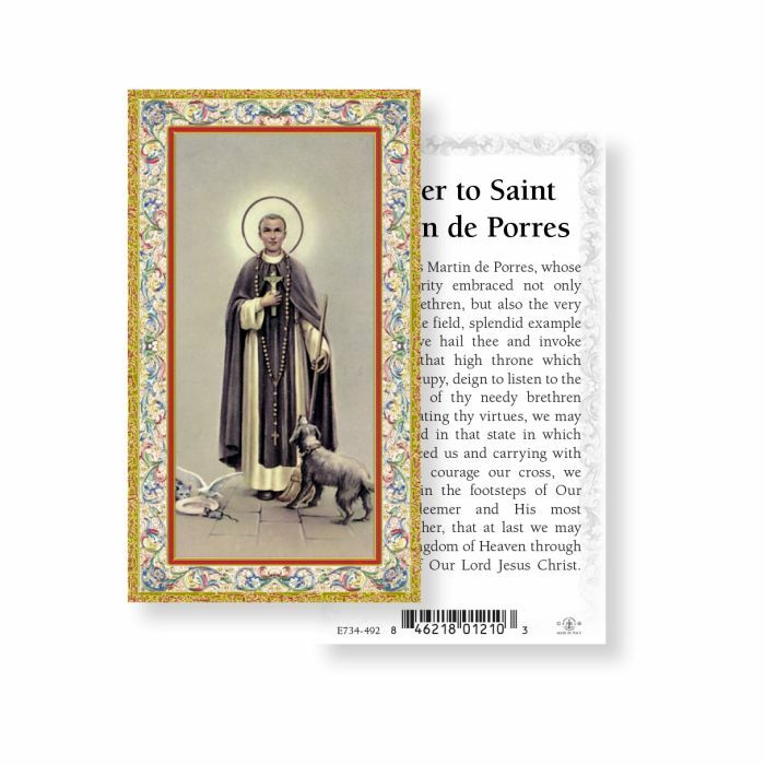 St. Martin de Porres - Prayer to Saint Martin - Gold Trim - Paperstock Holy Card St. Martin de Porres - Prayer to Saint Martin - Gold Trim - Paperstock Holy Card