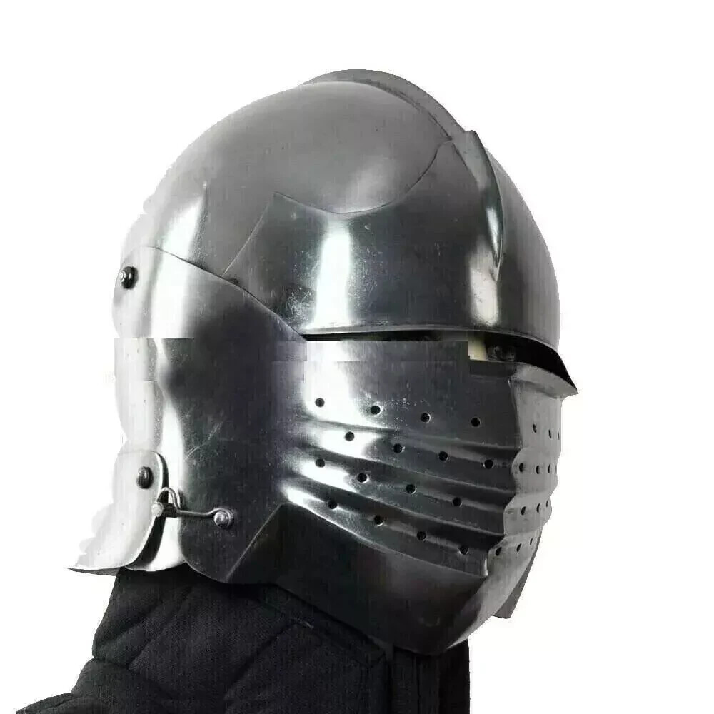 18G Steel Medieval Knight Pig Face Bassinet Helmet W MA SCA LARP Functional Gift