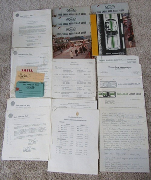 Large Racing Lot 1965 Shell 4000 Rally Booklets Papers Memorabilia Driver RARE