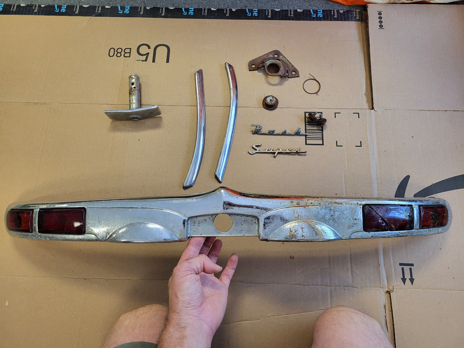 1949 1950 Nash Statesman Ambassador Super 600 Trunk Lights Chrome Emblems