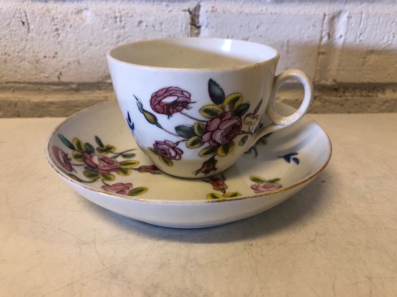 Antique New Hall Porcelain Bute Shape Cup Saucer Regency Floral Pattern c1805 Antique New Hall Porcelain Bute Shape Cup Saucer Regency Floral Pattern c1805