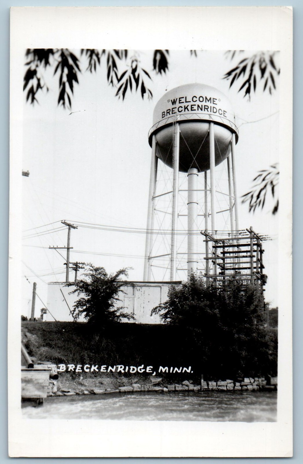 Breckenridge Minnesota MN Postcard RPPC Photo Water Tower Scene c1910's Antique
