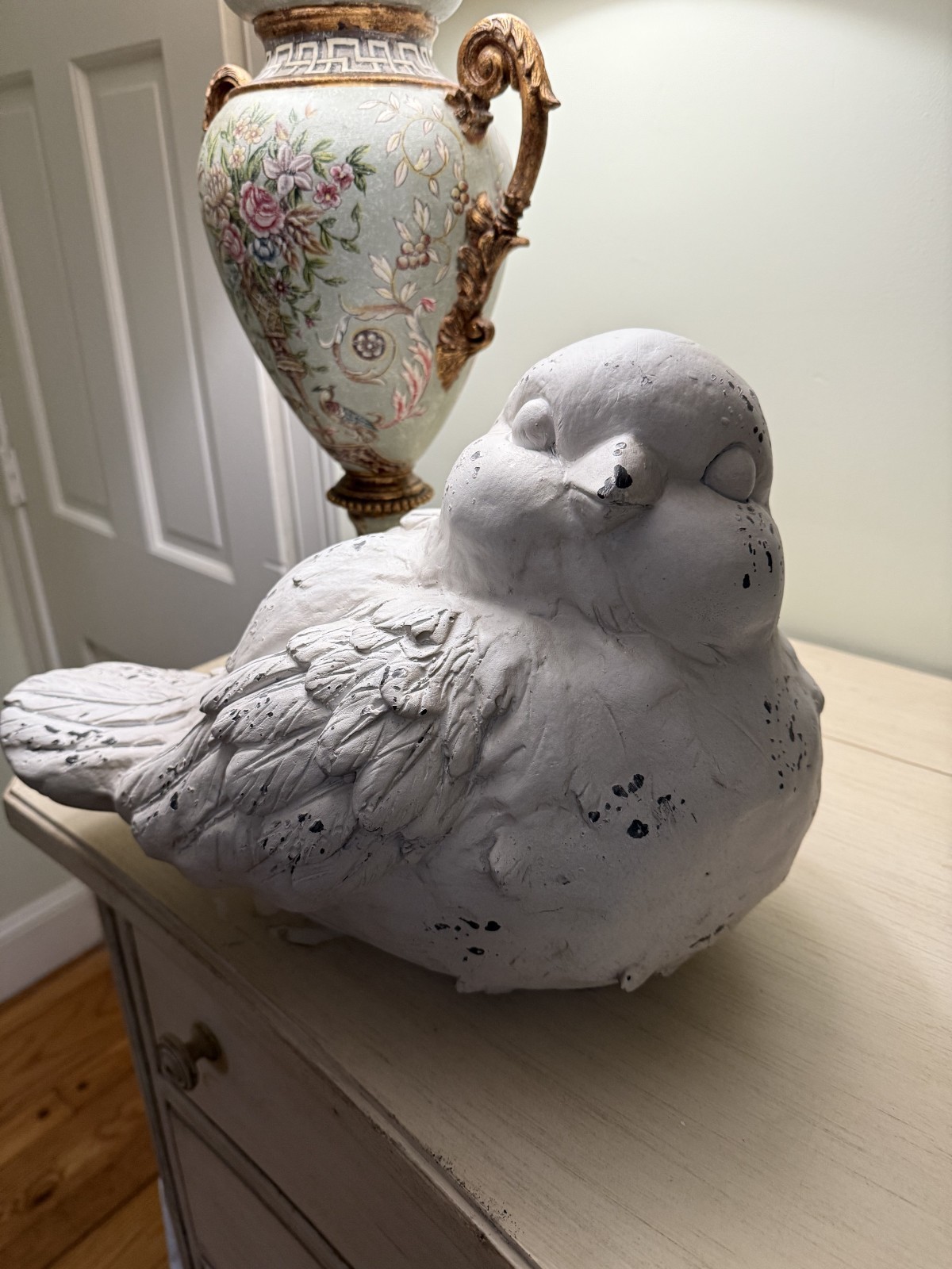 Big Bird Sculpture 16 Long x 12 High x 8 Wide White Wash Finish