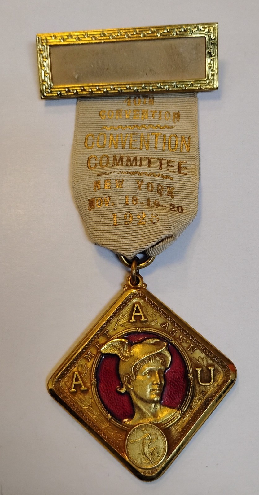 1928 40th Annual AAU Convention Committee New York Ruby Anniversary Medal