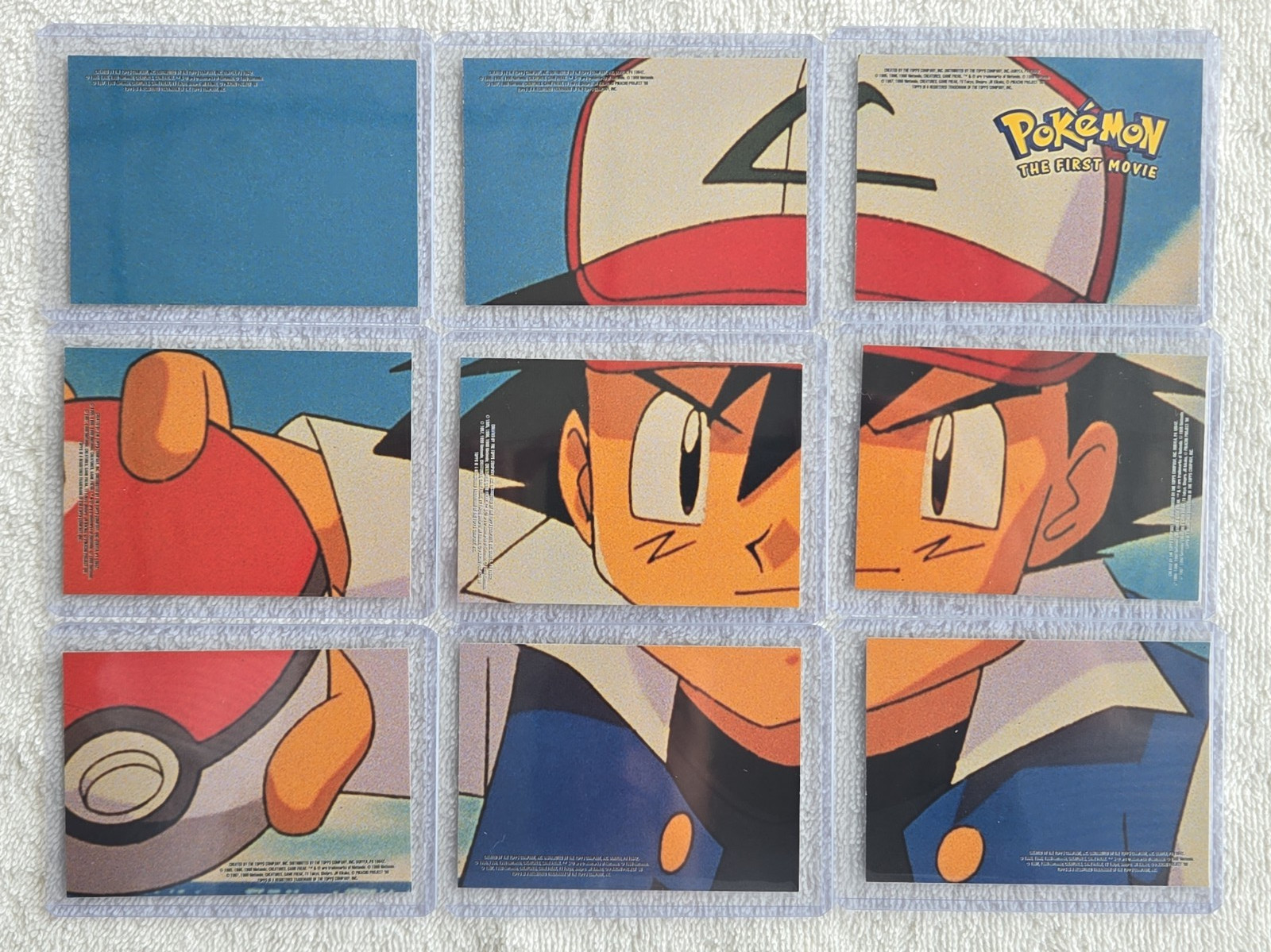 1999 Pokémon The 1st Movie Ash Sticker Puzzle Chase Cards COMPLETE 9 Card Set NM