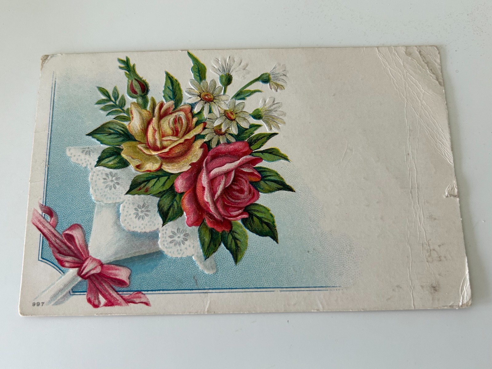 Bouquet of Roses and Daisies Floral Flowers Vintage Postcard