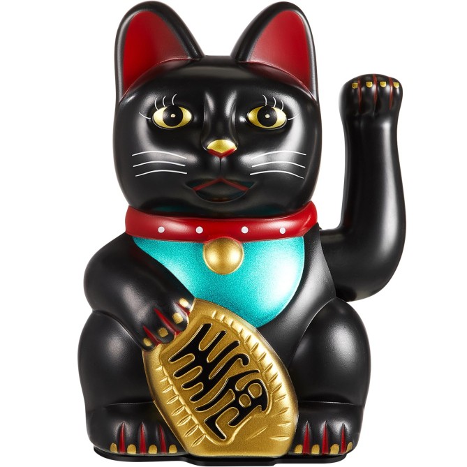 Chunful 6 Inch Black Lucky Cat Waving Arm Maneki Neko Chunful 6 Inch Black Lucky Cat Waving Arm Maneki Neko