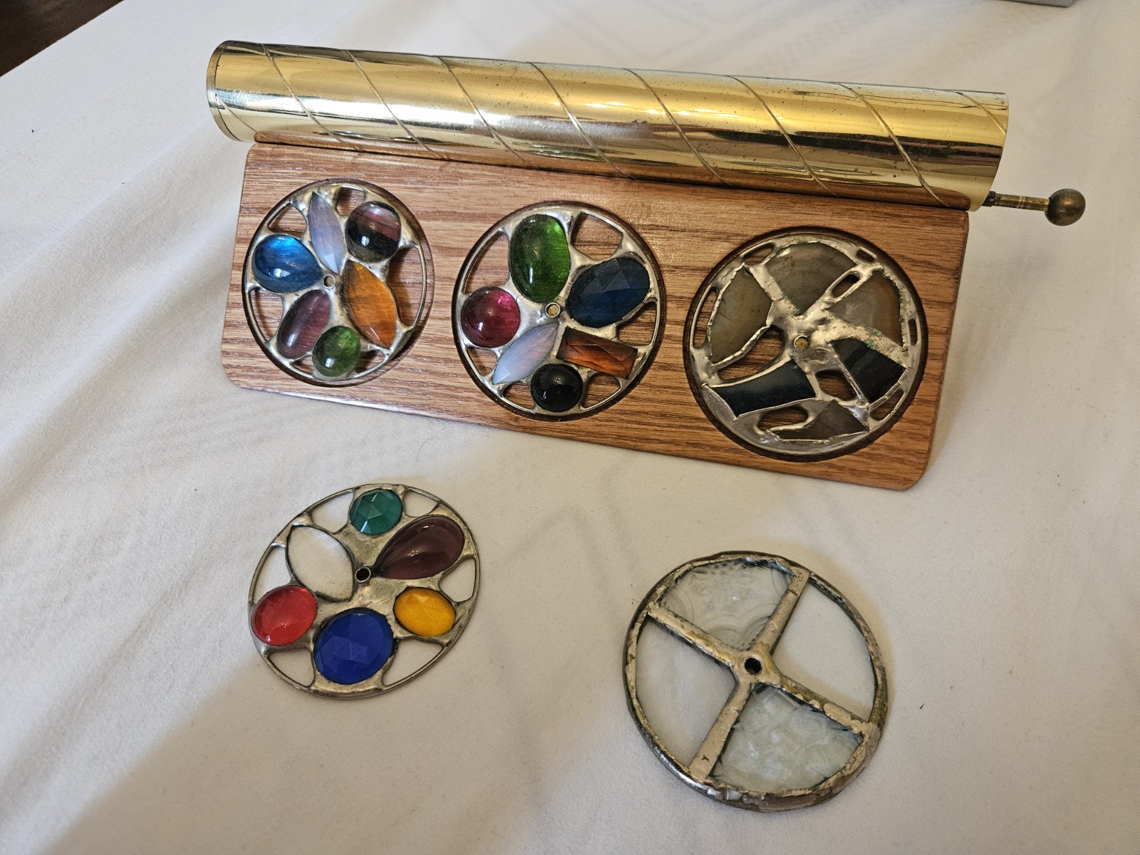 Chesnik-Koch Kaleidoscope Vintage Signed Brass 1988 Double Wheel 5-Disc Set