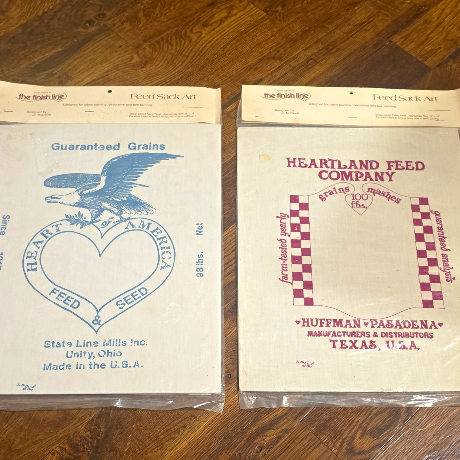 The Finish Line Feed Sack Art Prints Lot of 2 Heart of America/Heartland