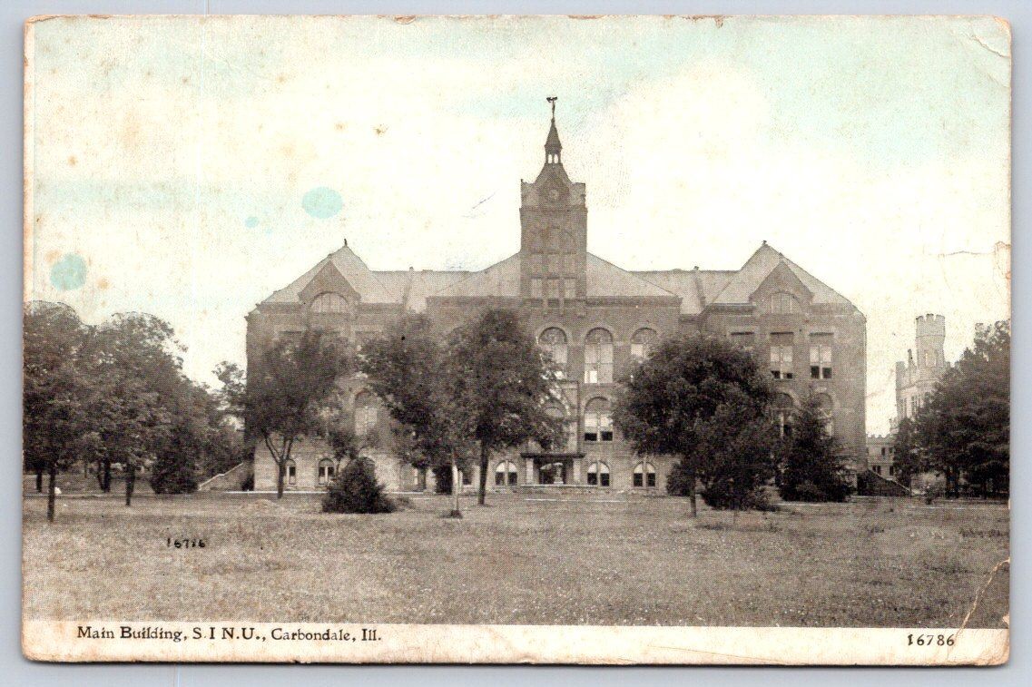 Antique Illinois Postcard CARBONDALE S.i.n.u. Main Building 1907