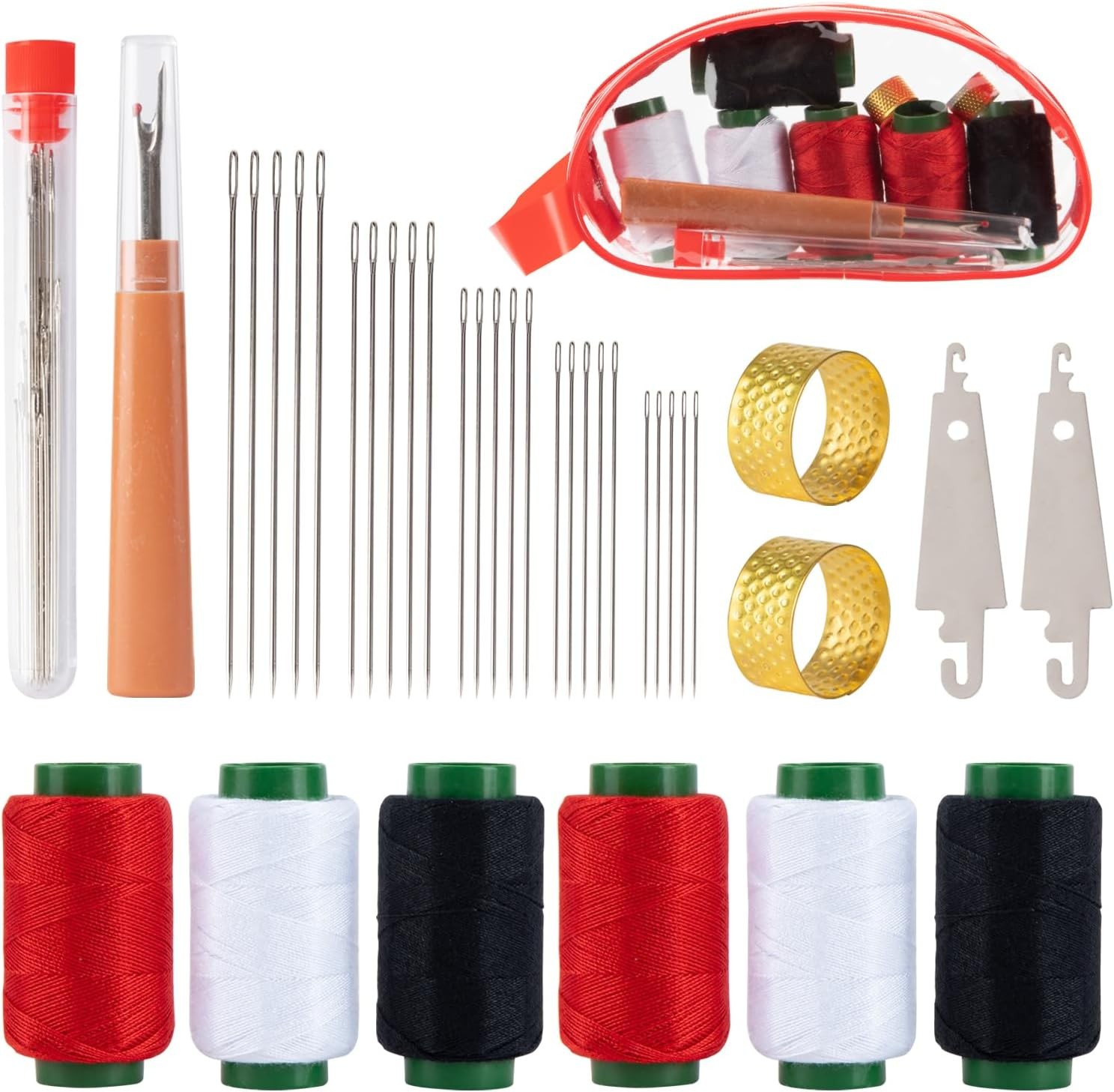 Sewing Kit, 37 Pcs Big Eye Sewing Needles Set with Threader | Complete hand