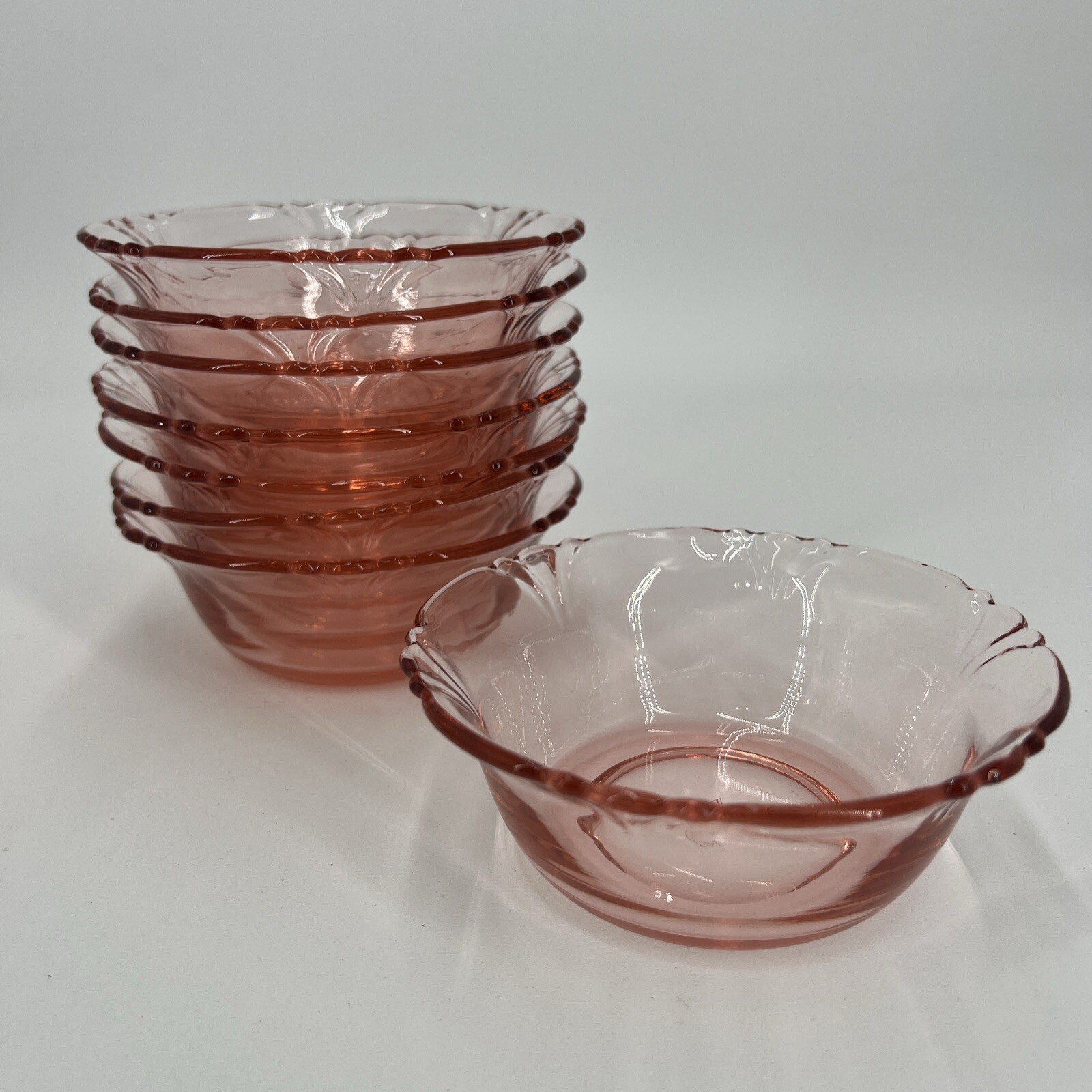 PV03851 Vintage Flamingo Pink Heisey #1401 EMPRESS Berry Bowl - 8pcs