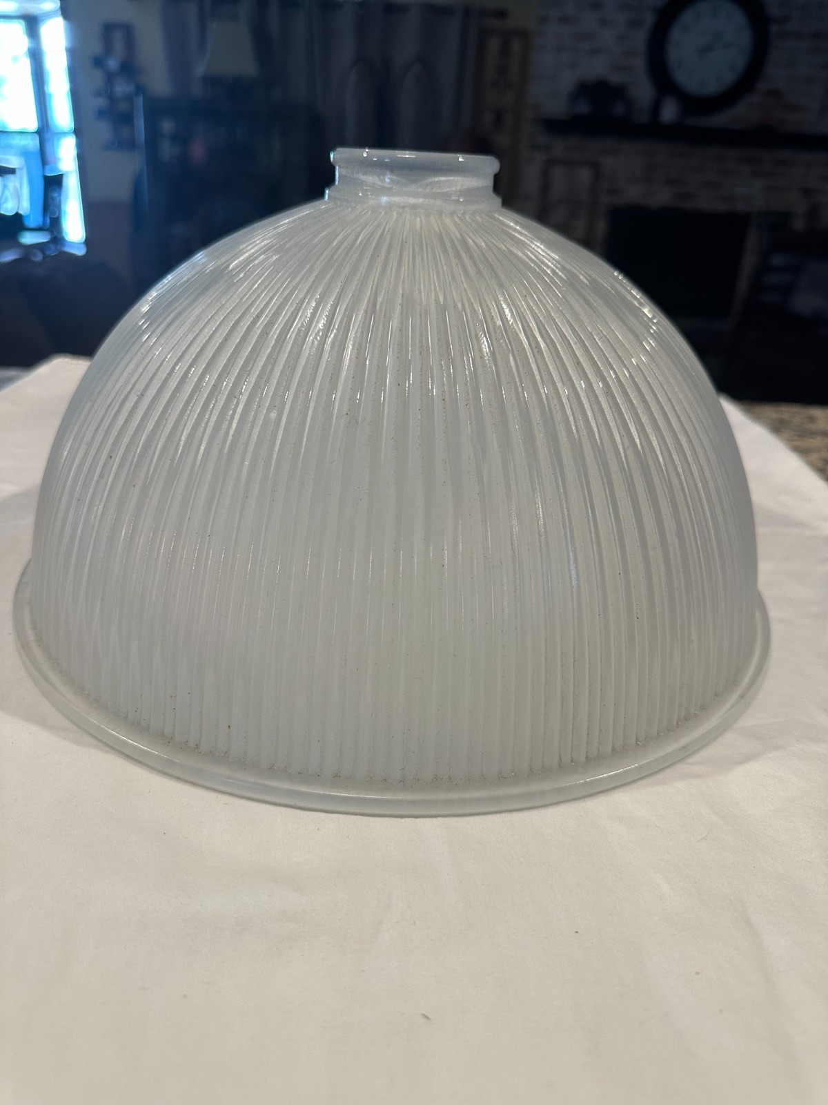 Vintage Holophane Style Prismatic Ribbed Glass Dome Light Shade 12