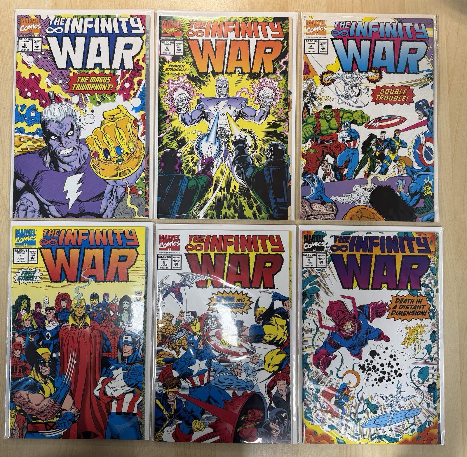 High Grade NM/NM+ Lot The Infinity War #1-6 Series - Marvel Comics 1992, Thanos