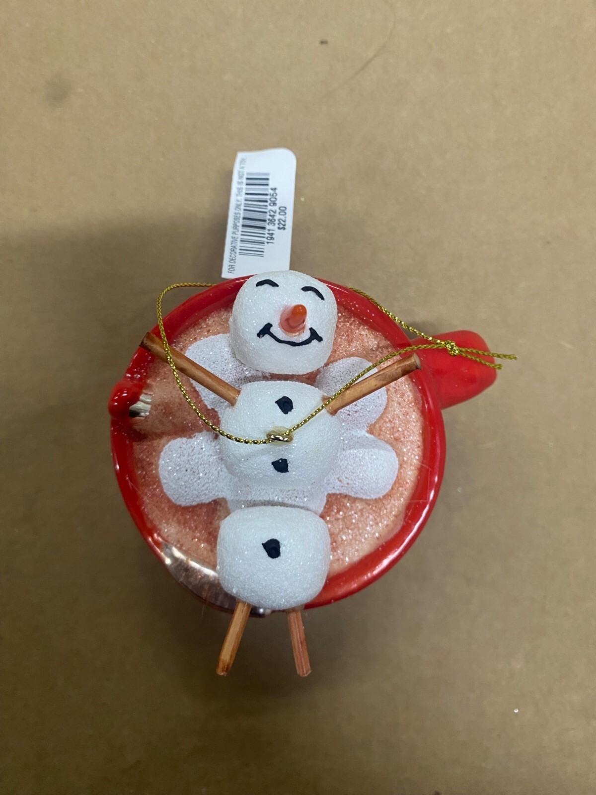 Holiday Lane Christmas Cheer Hot Chocolate Snowman Ornament New With Box