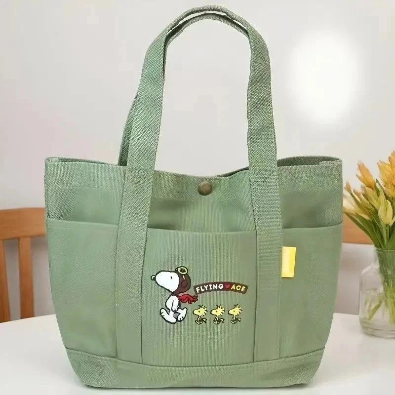 2025 New Snoopy Tote Bag Shoulder Bag WHITE/GREEN Color-Free Shipping