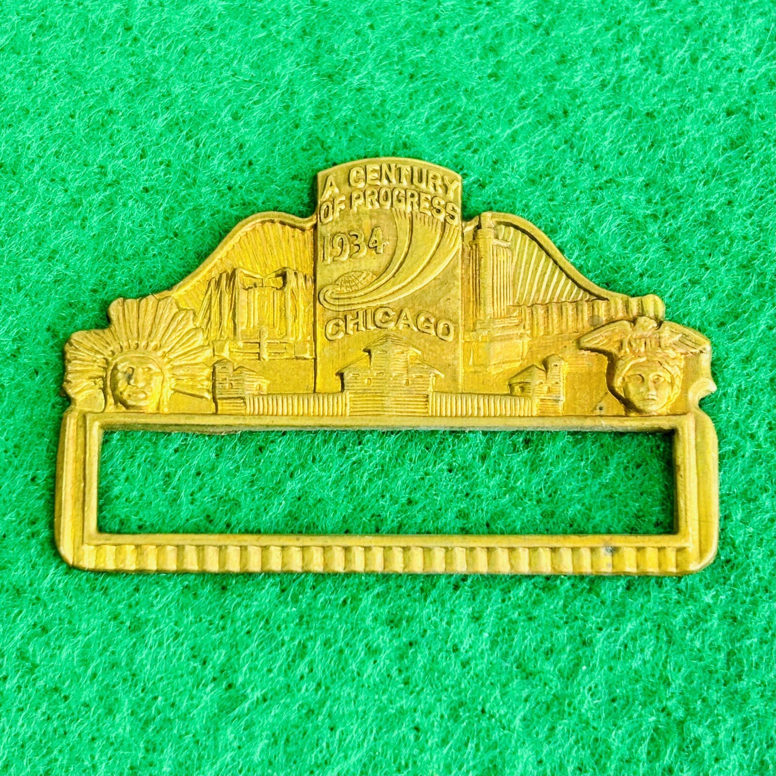Vintage 1933 - 1934 Chicago Worlds Fair Brass Name Tag Blank RARE