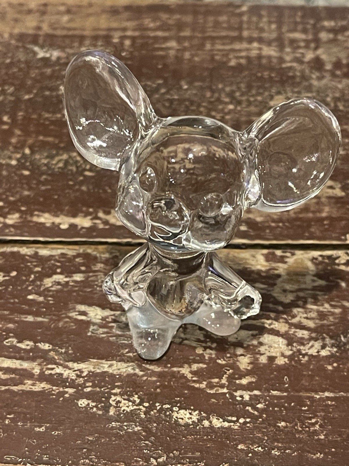 VINTAGE - FENTON CLEAR ART GLASS MOUSE PAPERWEIGHT FIGURINE 