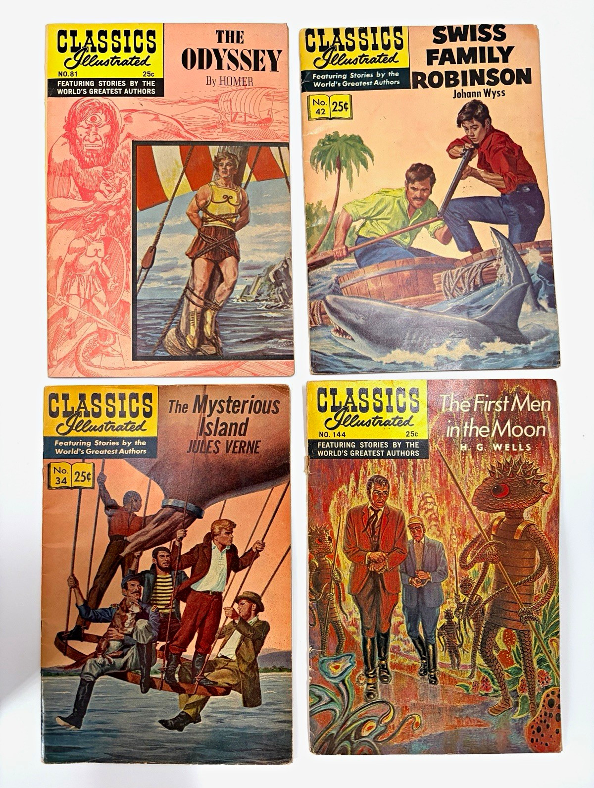 Vintage Classics Illustrated Comics Lot 4 Odyssey #81 Mysterious Island #34 