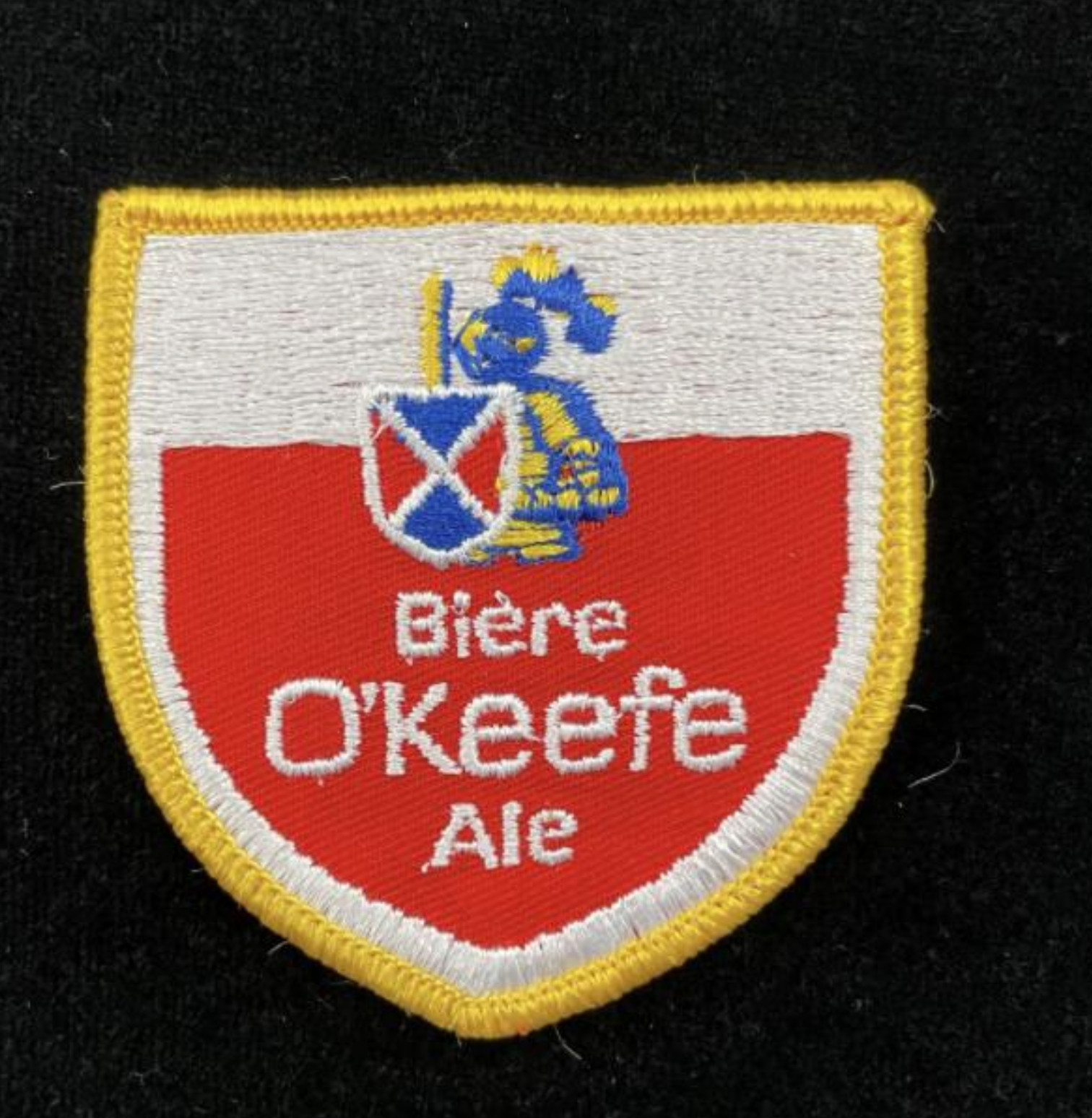 VINTAGE Embroidered BIERE O'KEEFE ALE  Shield Shaped Patch