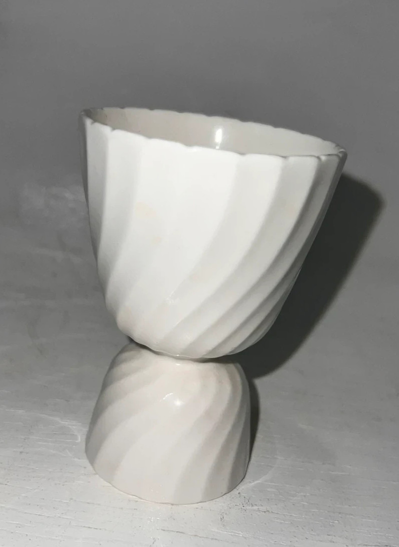 Vintage Royal Adderley Fine Bone China White Swirl Egg Cup England