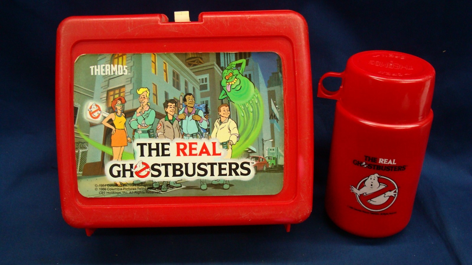 Vintage 1986 The Real Ghostbusters Red Plastic Thermos Lunch Box W THERMOS Vintage 1986 The Real Ghostbusters Red Plastic Thermos Lunch Box W THERMOS