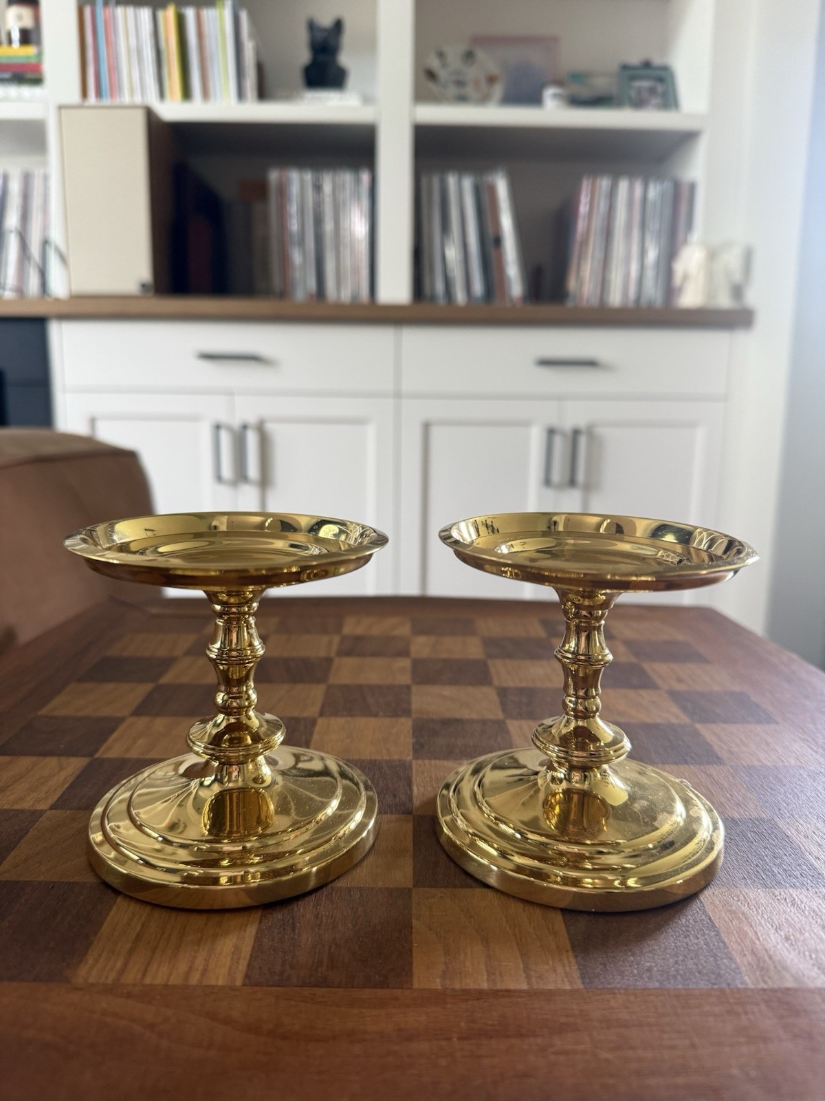 Vintage Set of 2 PartyLite Falmouth Solid Brass Pillar Candle Pedestal Holders