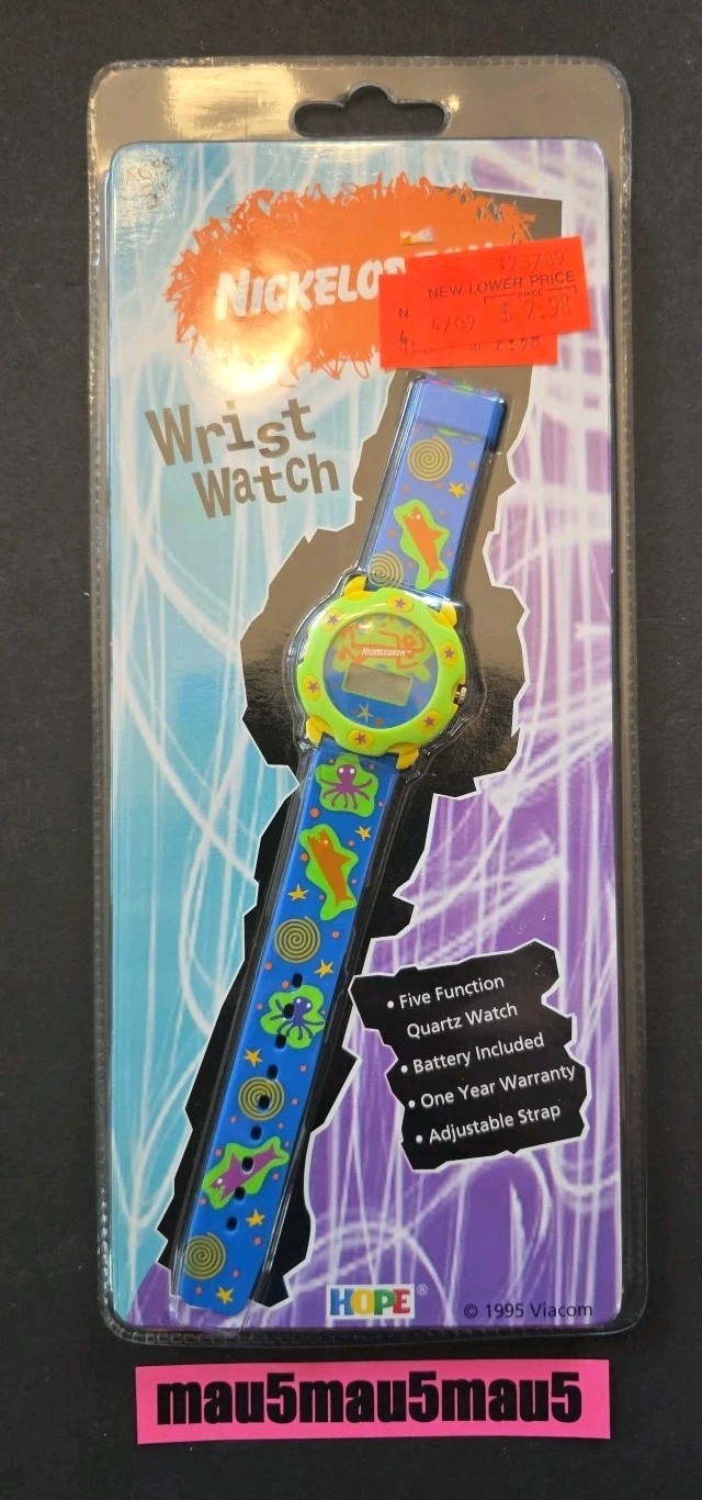 BRAND NEW Vintage 1995 Nickelodeon Nick Wrist Watch 1995 Viacom Hope Quartz Blue
