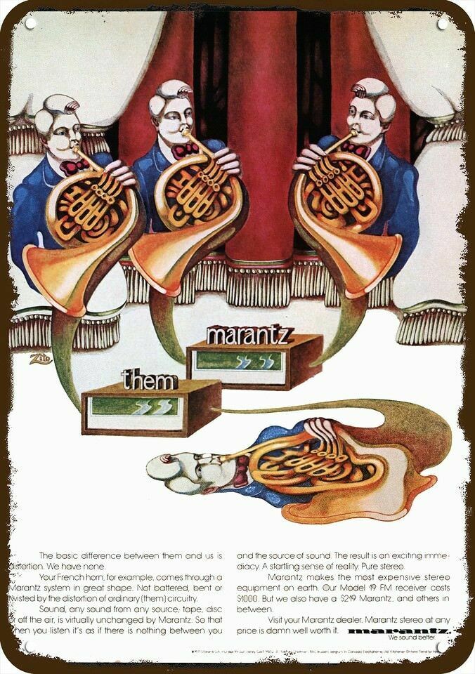 1971 MARANTZ & Orchestra French Horn Vintage-Look DECORATIVE REPLICA METAL SIGN 1971 MARANTZ & Orchestra French Horn Vintage-Look DECORATIVE REPLICA METAL SIGN
