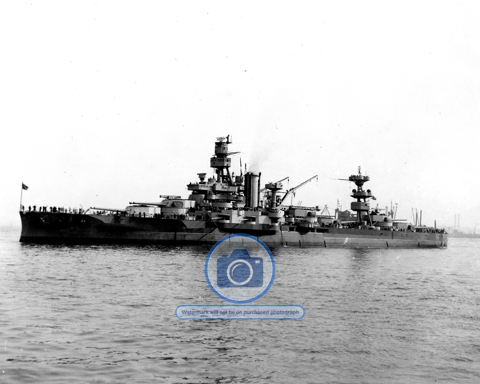 USS ARKANSAS BATTLESHIP OFF NEW YORK NAVY YARD WWII 1942 8X10 PHOTO