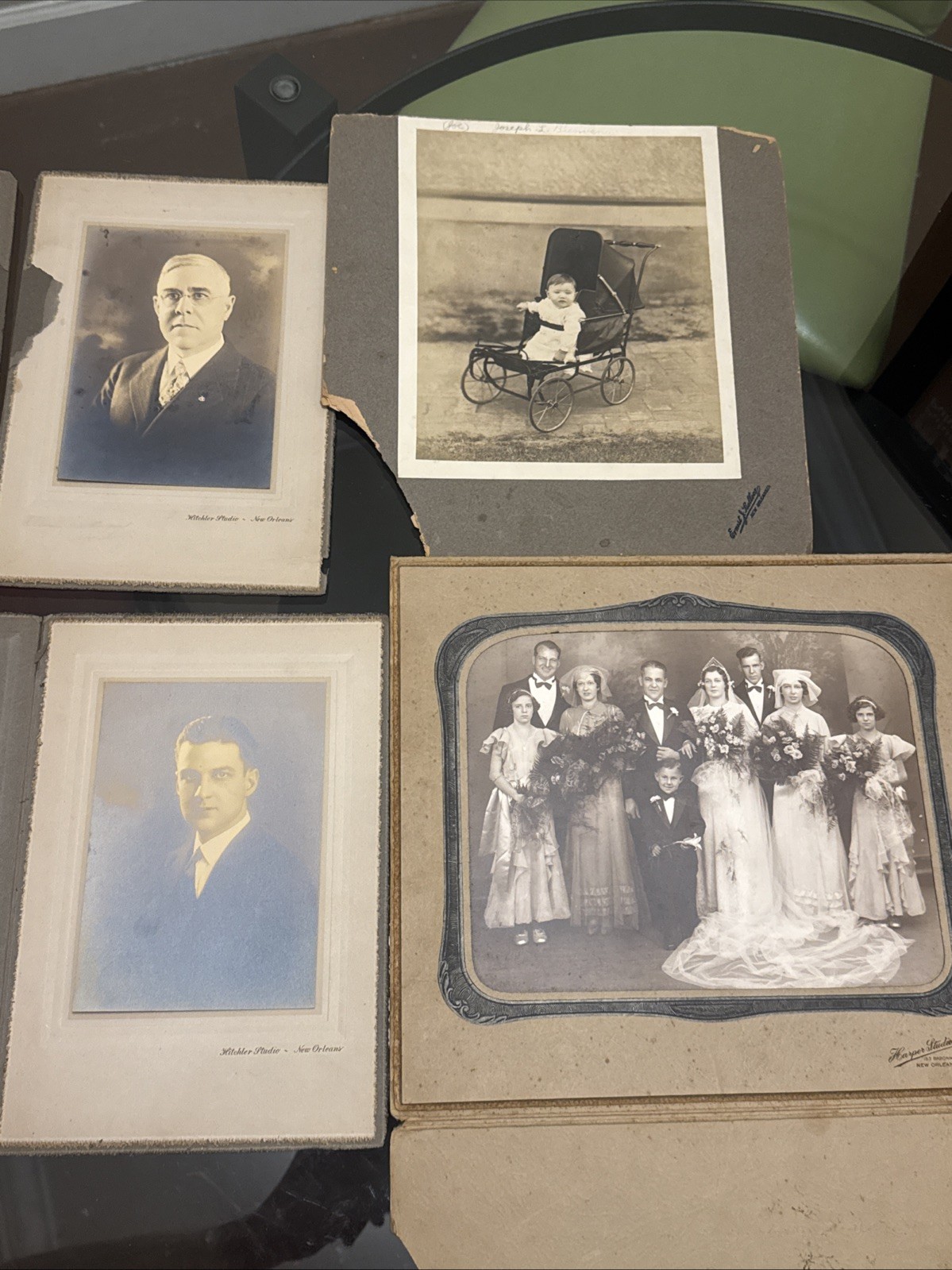 Antique New Orleans B+W Photo Studio Lot — Headshot (2), Wedding, Baby