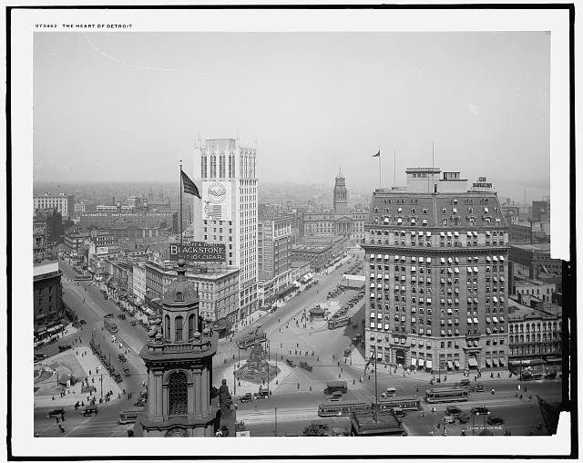 Photo:Heart of Detroit Downtown Street Scene Blackstone Building 1910s