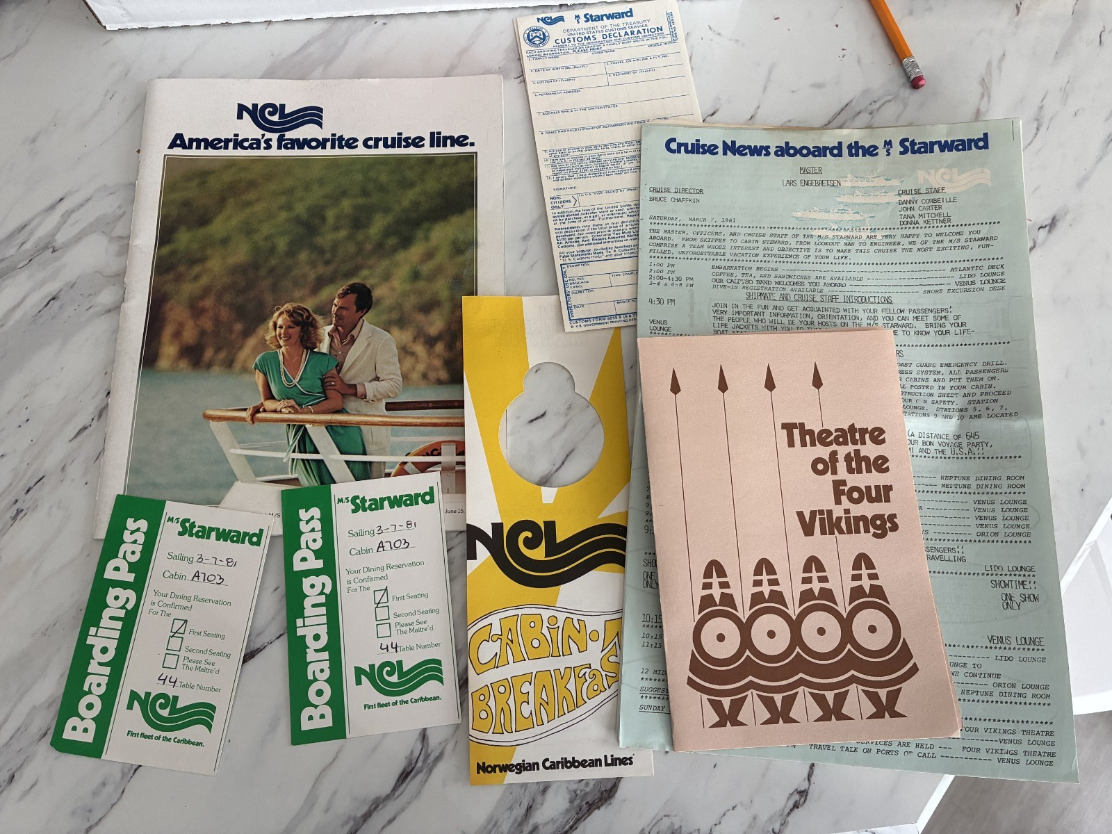 Vintage Travel 1981 Norwegian Caribbean Cruise Lot Ephemera Lot Itineraries +++