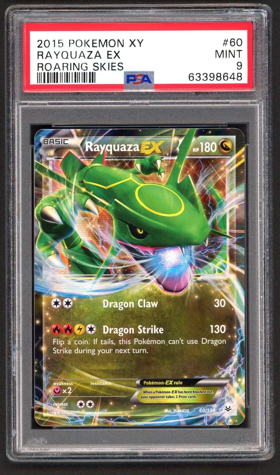 Pokemon Card PSA 9 Rayquaza EX 60/108 Roaring Skies Holo