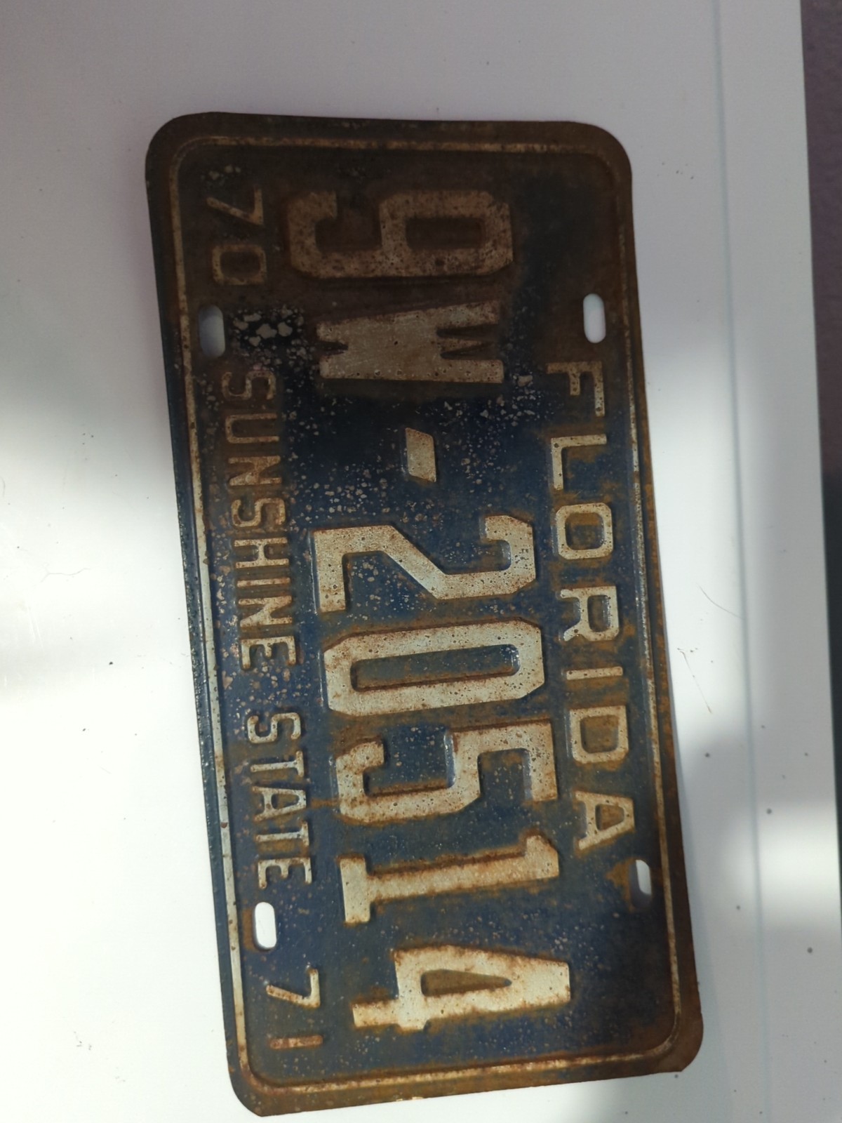 Vintage 1970 1971 FL License Plate Tag SUNSHINE ST Or Tag **Collectors Or DECO