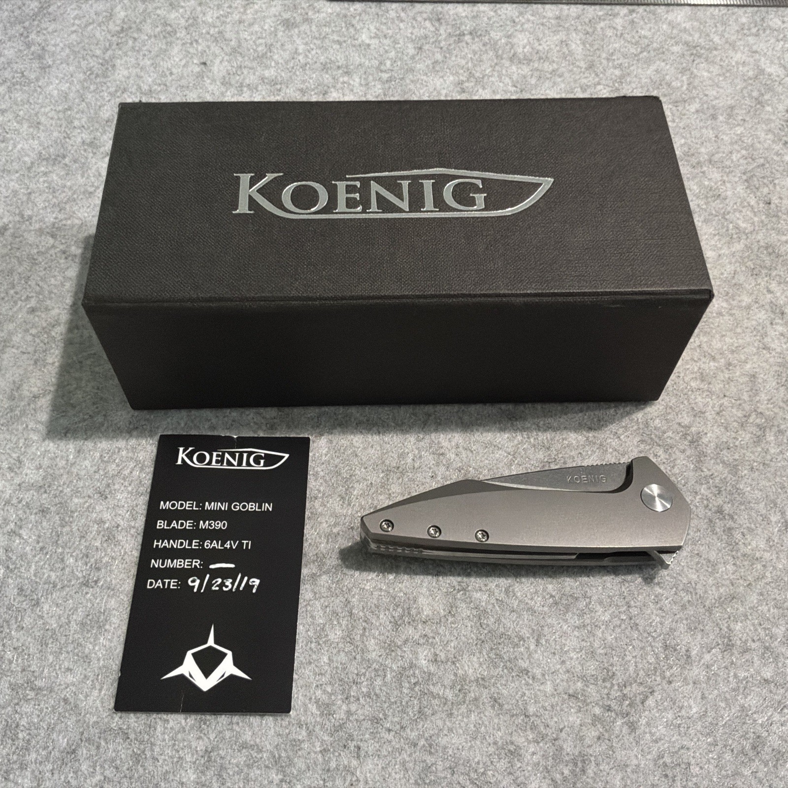 Koenig Mini Goblin M390 6AL4V TI Folding Knife Mint In Box