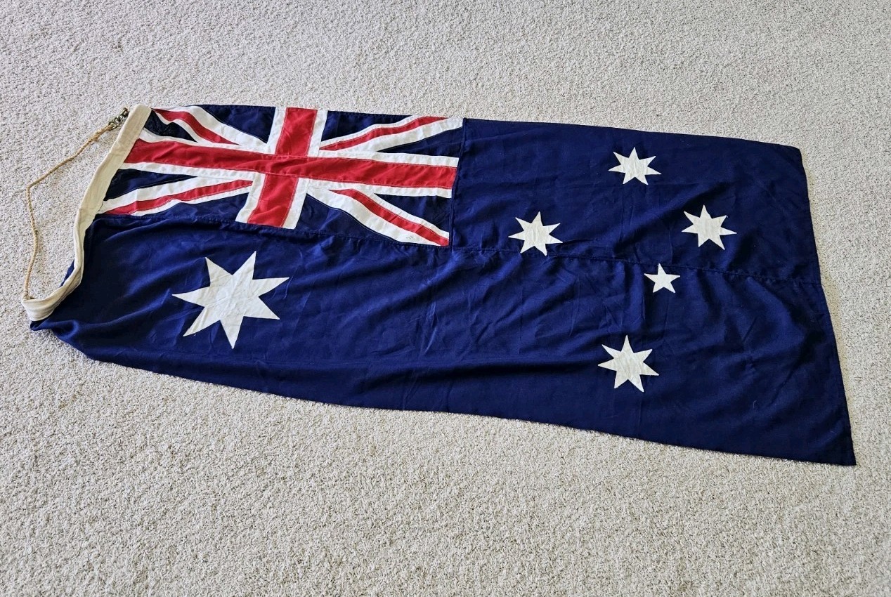 Vintage Australian National Flag Large 34x72 Wide Flown On Sailboat