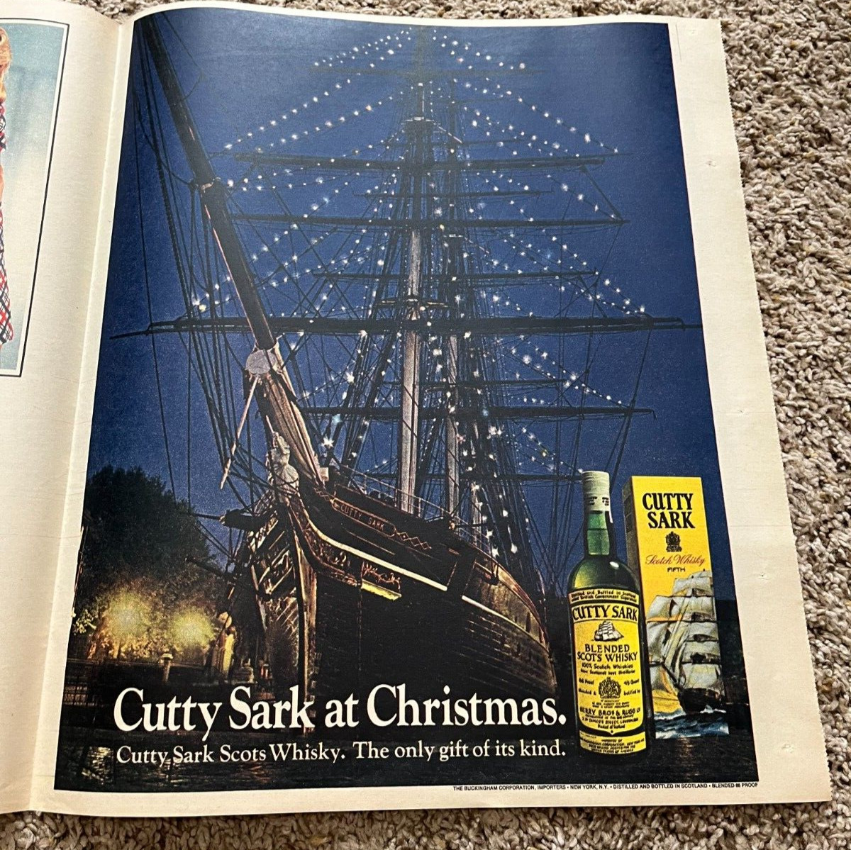 1971 Cutty Sark Ship at Christmas Whisky Full Page Newspaper Print Ad