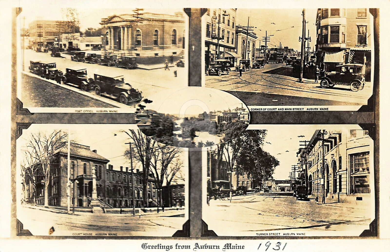 Auburn ME Maine Multiview Great Street Views Photo . Postcard Copy