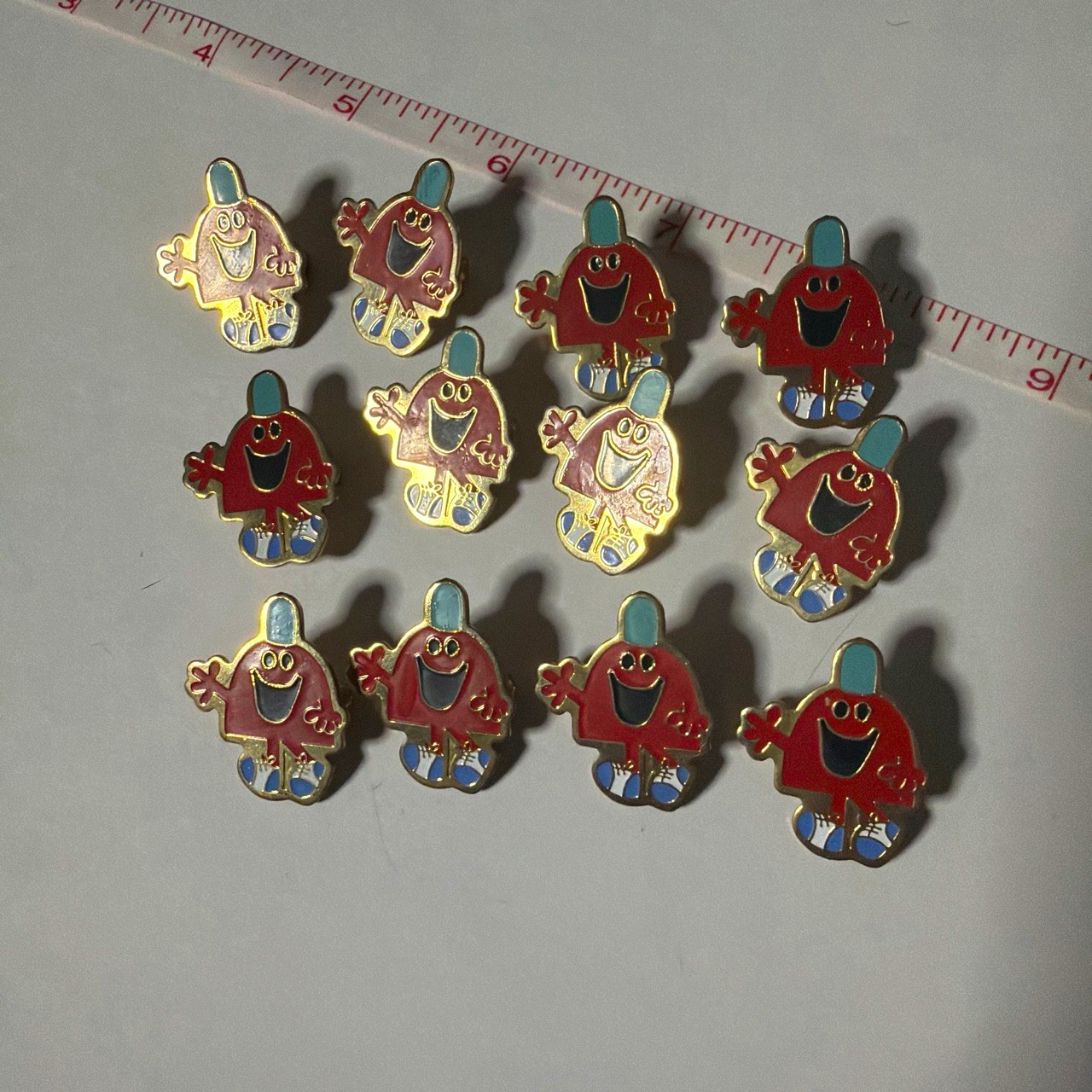 Vintage Mr. Men Mr. Chatterbox Enamel Lapel Pin Lot of 12 - Cartoon Character