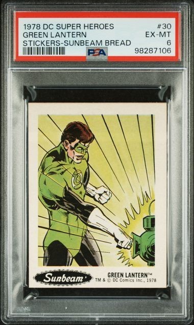 1978 SUNBEAM BREAD DC SUPER HEROES STICKERS GREEN LANTERN #30 PSA 6