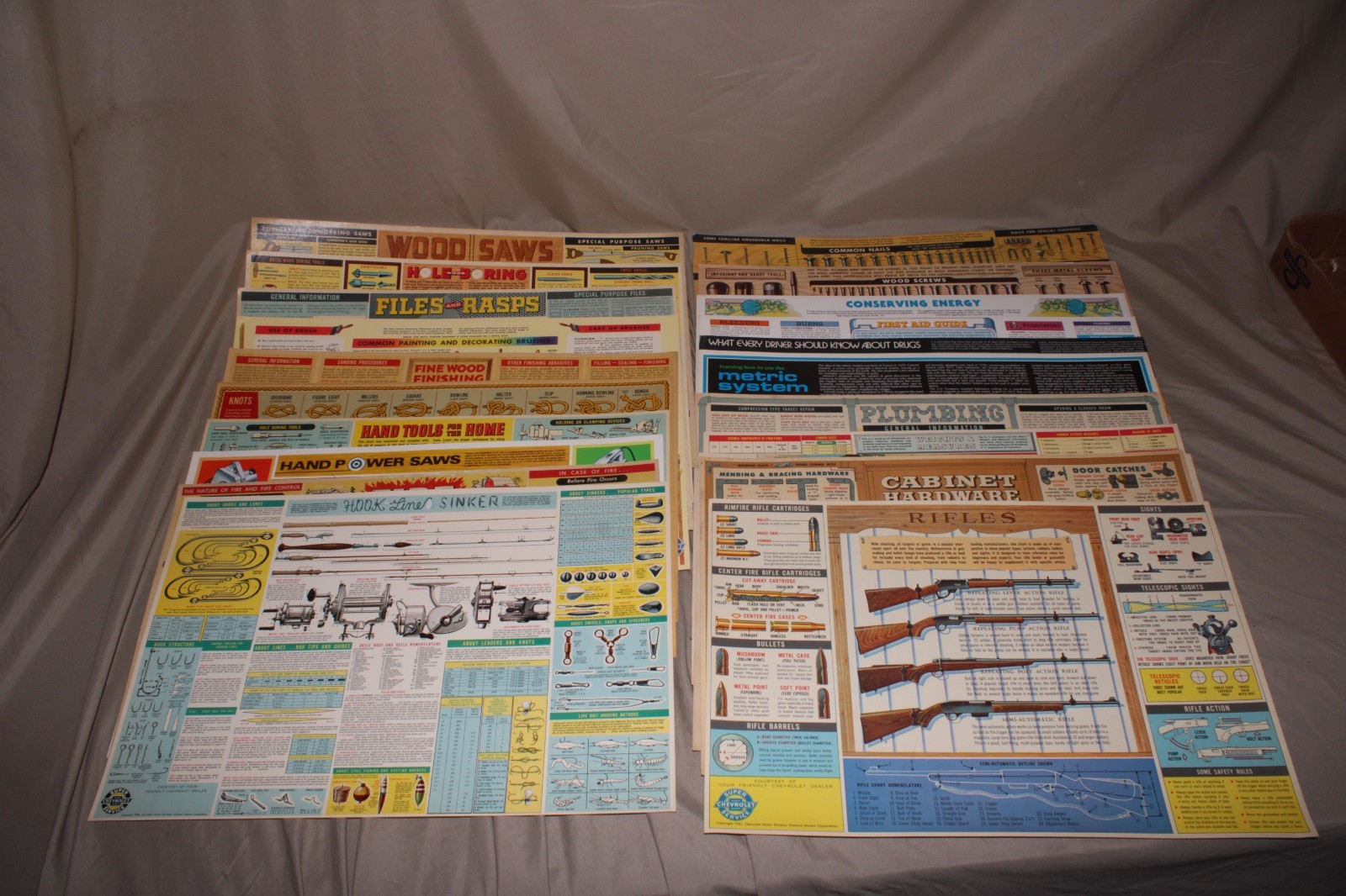 Lot Of 21 Different Chevrolet Super Service Chart Posters 1950\'s-80\'s Rifles Lot Of 21 Different Chevrolet Super Service Chart Posters 1950\'s-80\'s Rifles