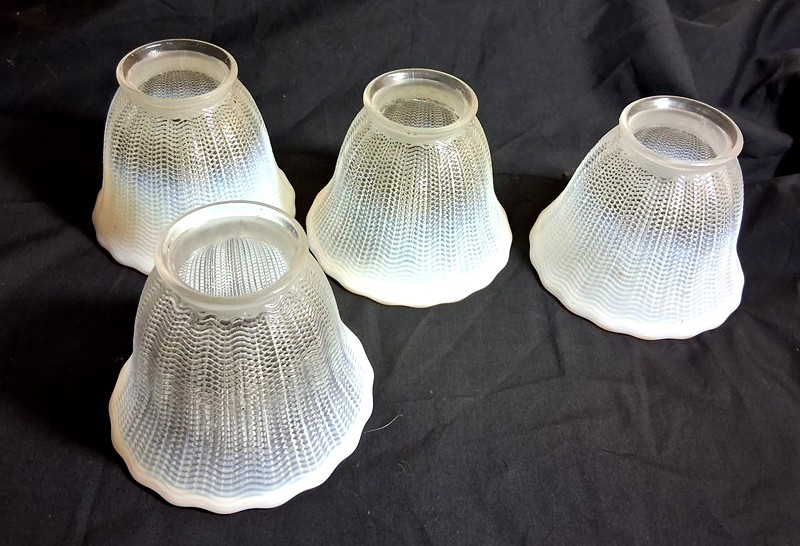 FENTON • Opalescent LAMP SHADES • Matching Set of 4 • c.1985-96 • Handmade